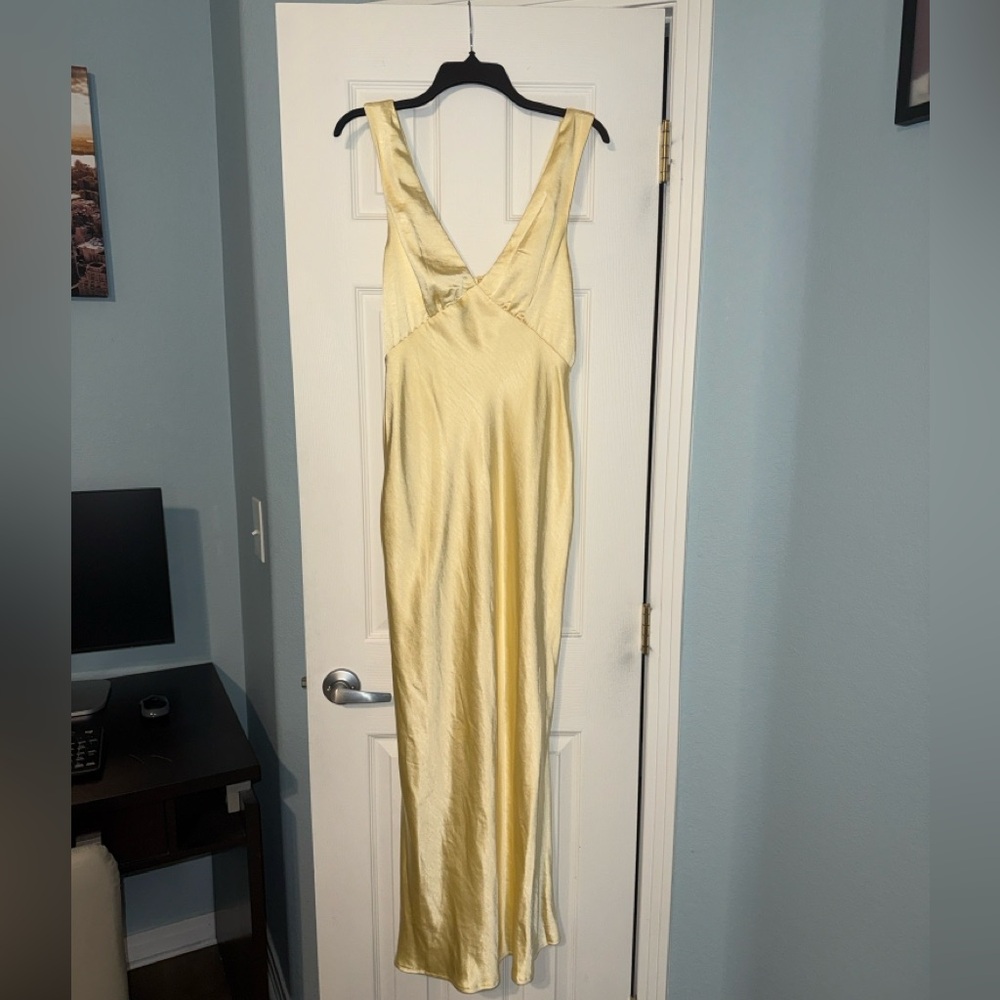 Billy J Yellow Satin Dress - perfect for bridesmaids or wedding guests